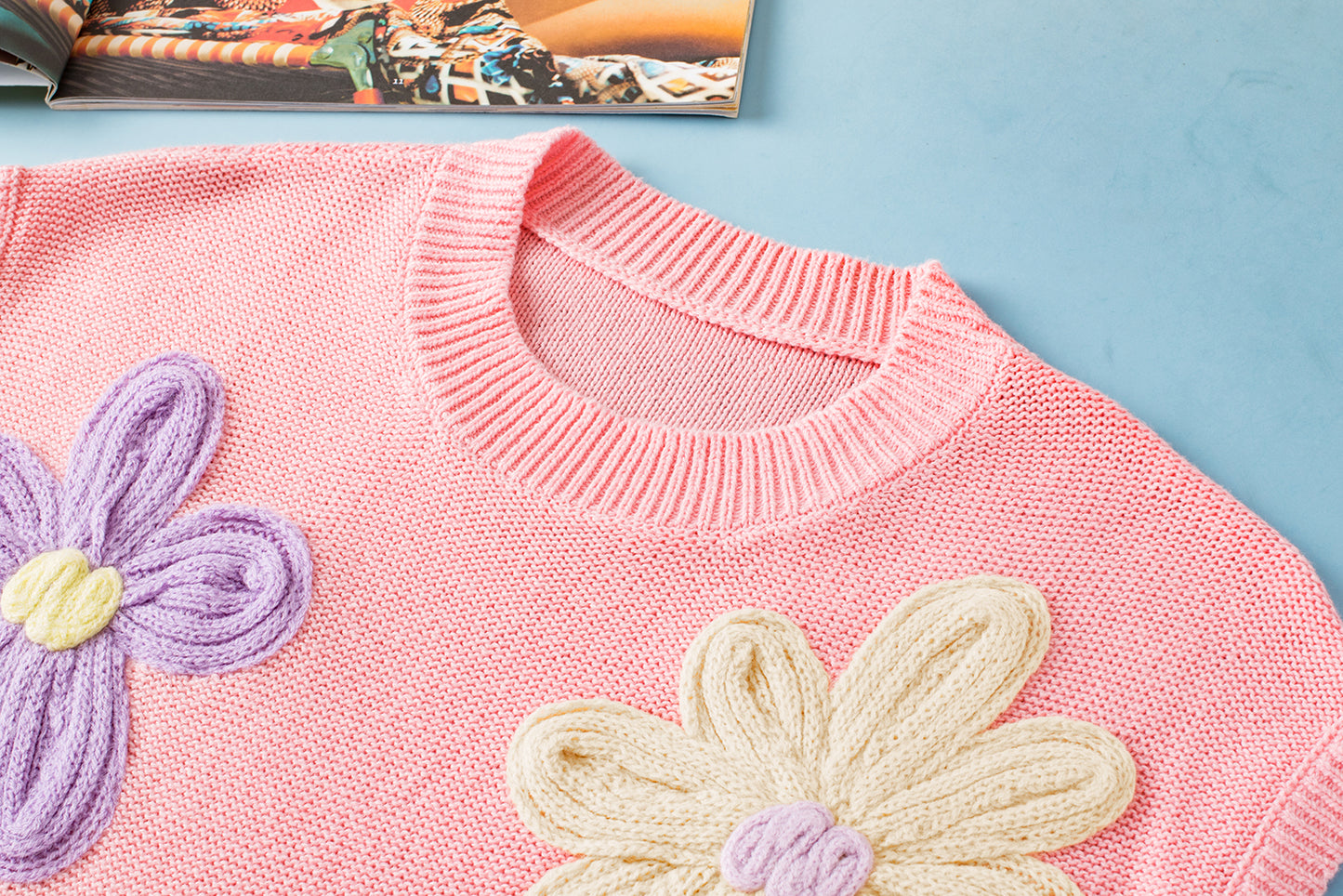 Crochet Flower Knit Sweater