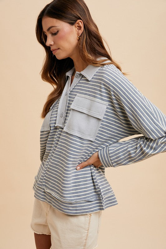 Striped Button Long Sleeve