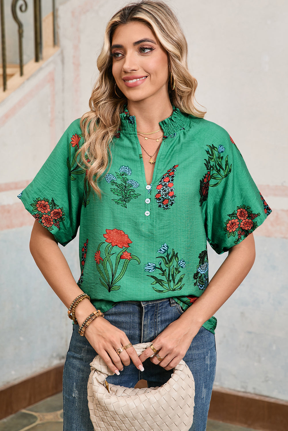 Floral Button Blouse