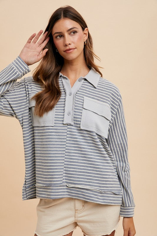 Striped Button Long Sleeve