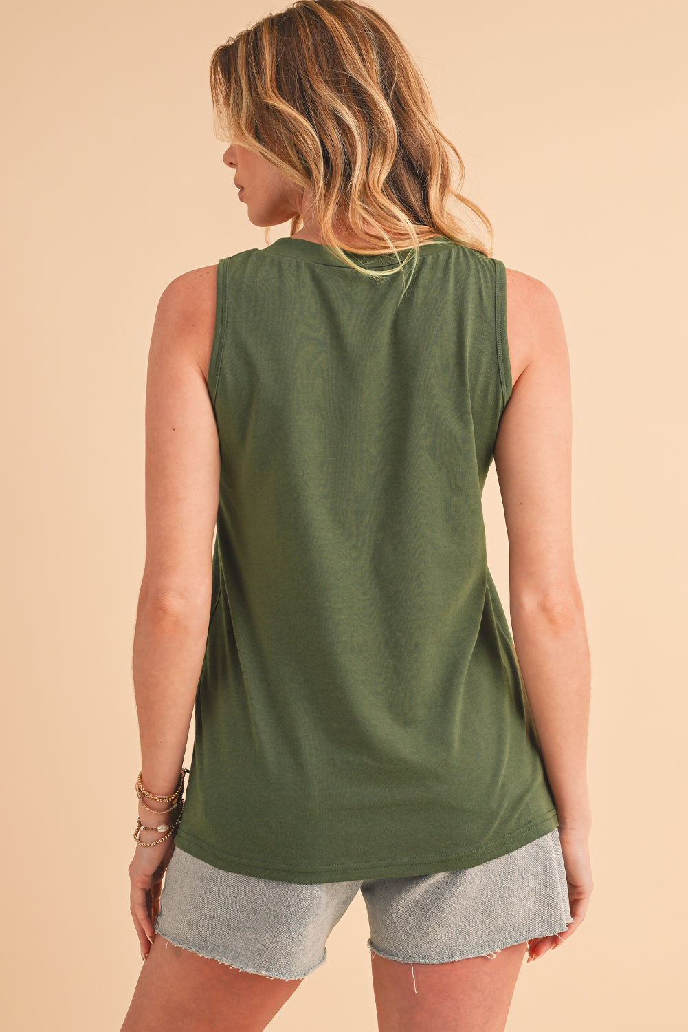 Half Button Tank Top