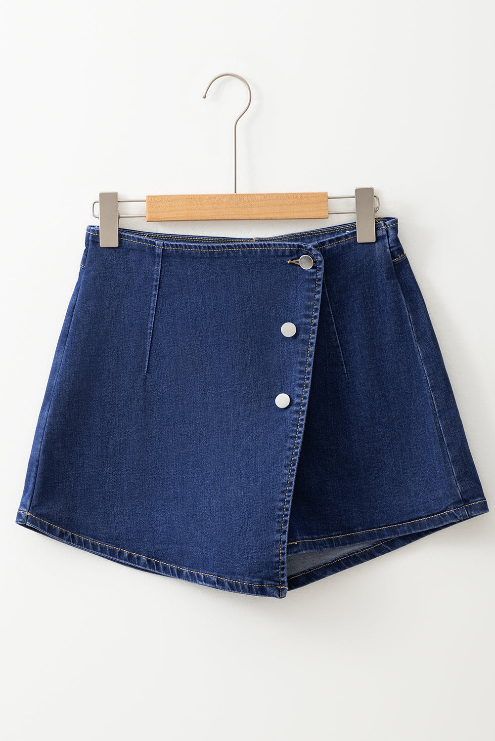 Wrapped Buttoned High Waist Denim Shorts