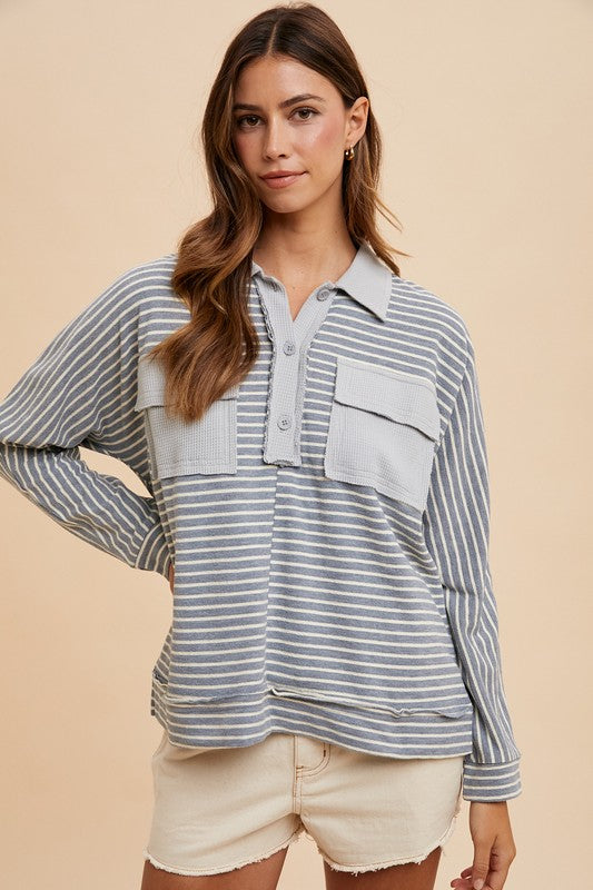 Striped Button Long Sleeve