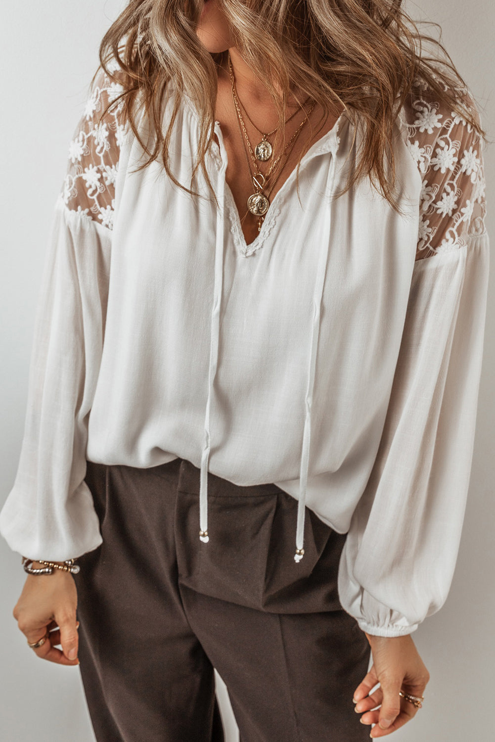 Lace Puff Sleeve Blouse