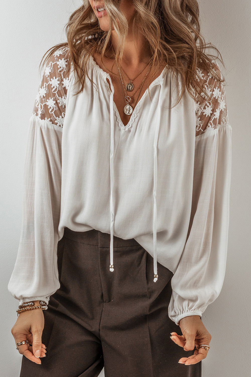 Lace Puff Sleeve Blouse