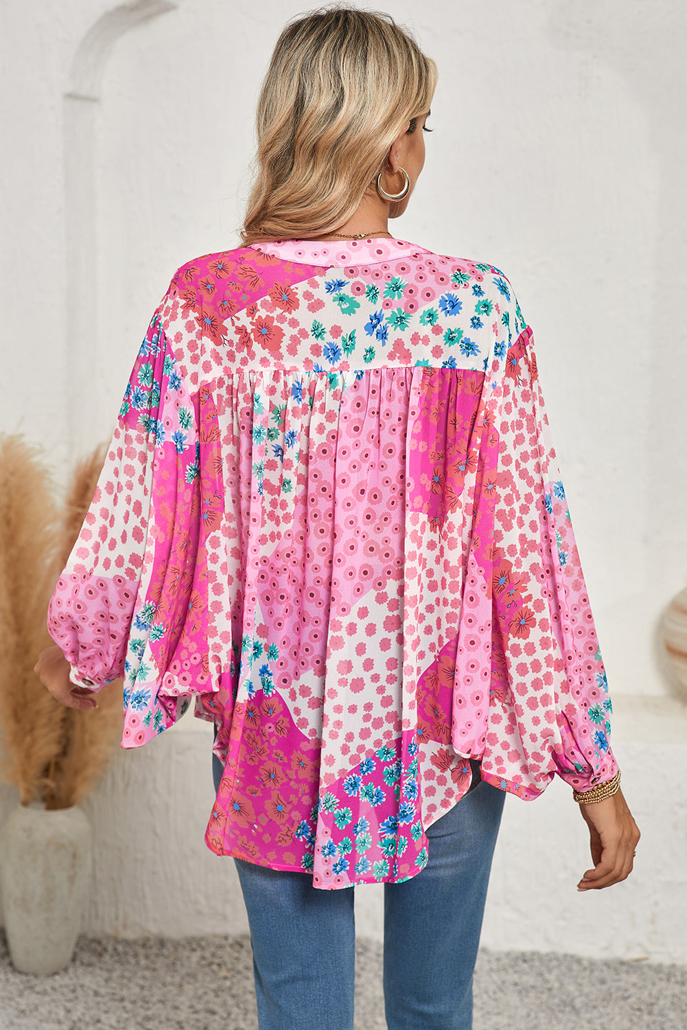 Floral Dolman Sleeve Blouse